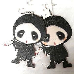 Halloween Spooky Panda Bear Earrings Goth Halloween Fall Jewelry NEW